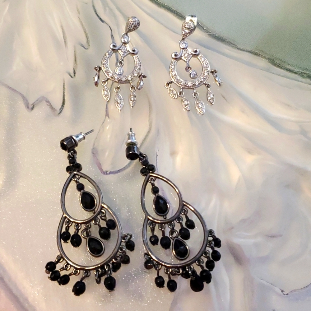 Vintage Chandelier Earrings, Two Pairs